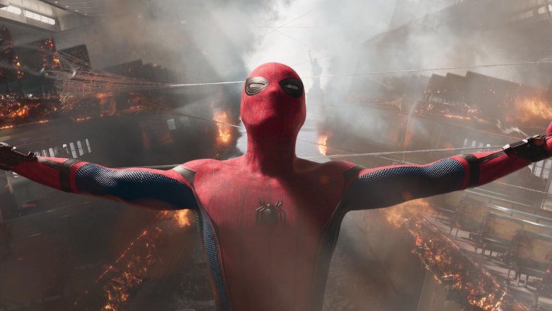 Tom Holland as Spider-Man trying to save the Staten Island Ferry in Spider-Man: Homecoming